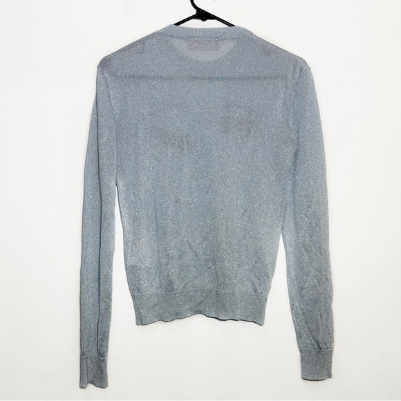Chiara Ferragni Flirting Crew Neck Jumper Knitted Metallic Silver Pullover sz S - Picture 3 of 6